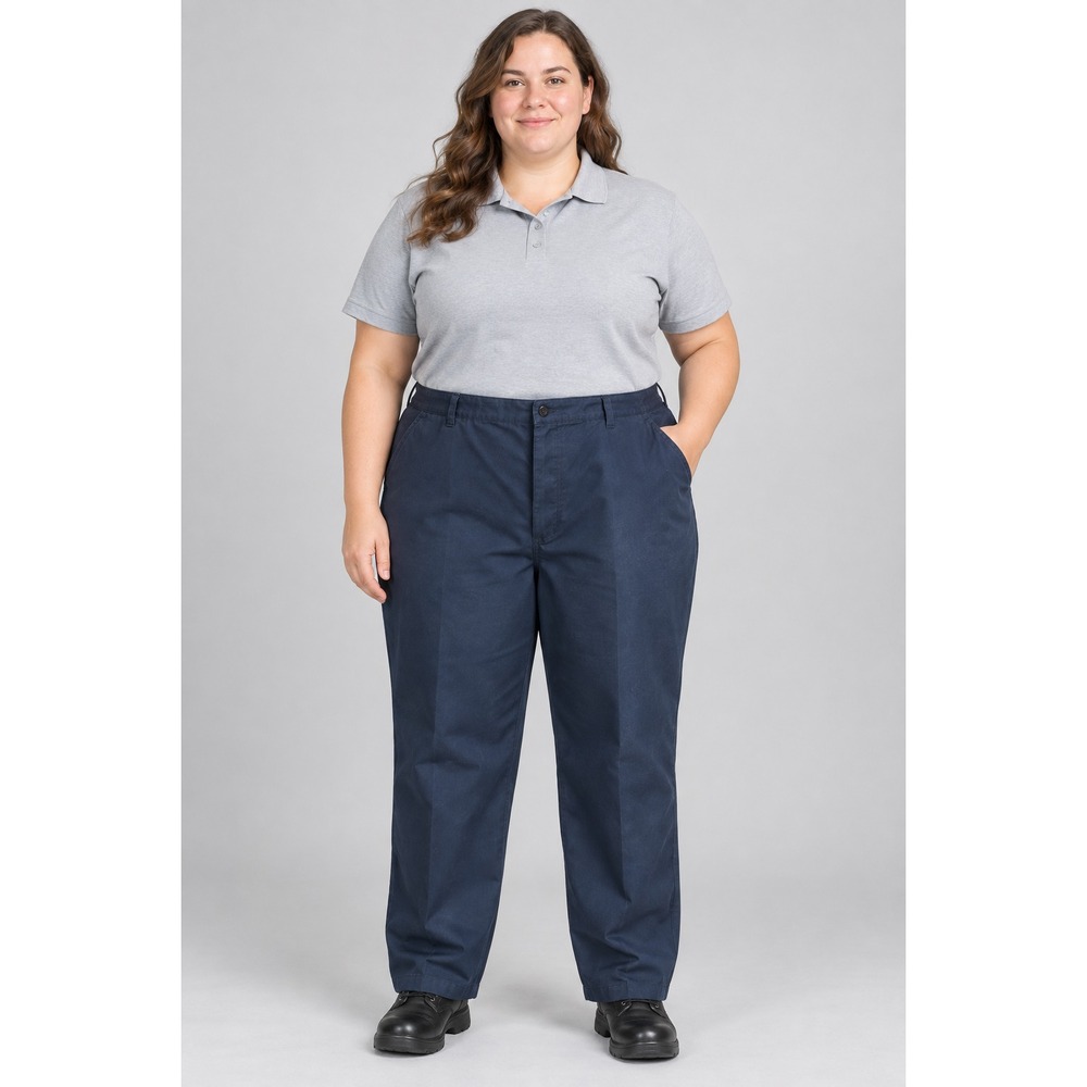 Red Kap Work Pants 42x30 Navy Blue Flat Front Uniform Cotton Blend